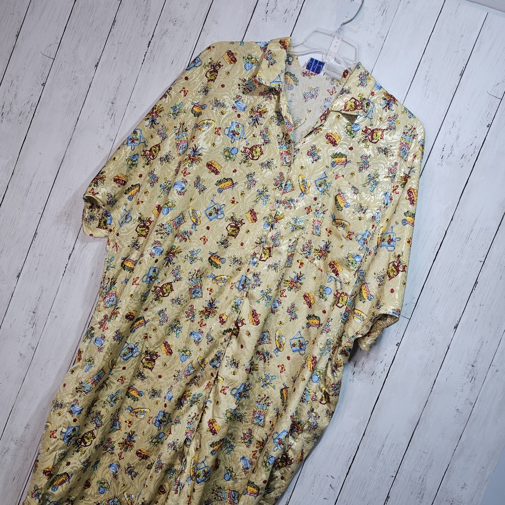 Vintage La Nuit Intimates Women's Floral Garden Print Lounge Gown One Size. - Picture 3 of 9